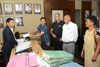 Click to enlarge Members of the Durbar Shnong Nongrim Hills, Shillong handing over the cheque towards the Chief Minister relief fund to Meghalaya Chief Minister, Dr. Mukul Sangma