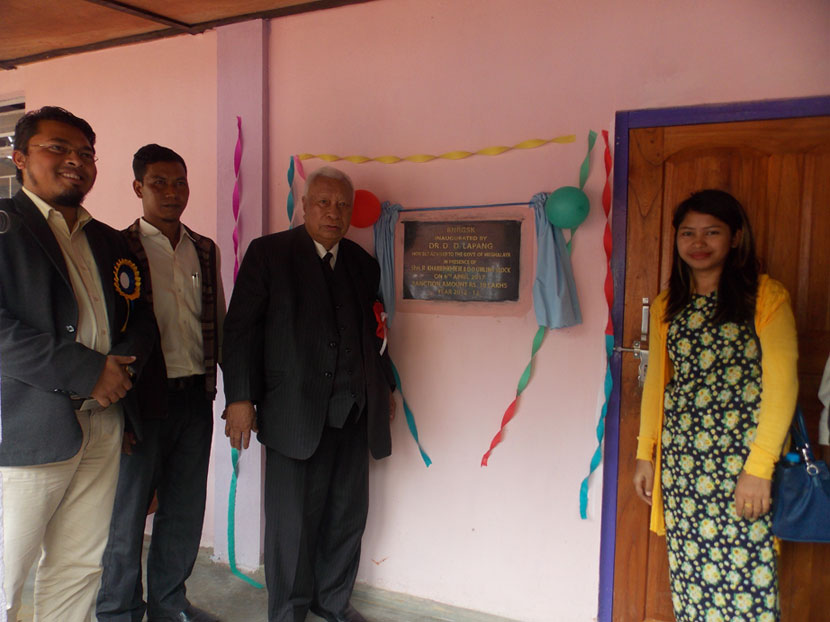 Click to enlarge Chief Adviser to the Government of Meghalaya Dr. D.D. Lapang, inaugurating the Bharat Nirman Rajiv Gandhi Seva Kendra (BNRGSK) building
