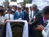 Click to enlarge Meghalaya Governor, Mr B L Joshi and the Chief Secretary, Mr R Chatterjee unveiling the plaque to mark the cleaning drive of Umshyrpi river at Dhobi Ghat, Umshyrpi