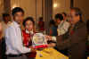 Click to enlarge Meghalaya Governor, Mr. R.S. Moosharary, giving away the prize to the winner of the Inter State Quiz Competition on Human Origins Genome & People of India