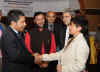 Meghalaya CM, Dr Mukul Sangma greeting Ms Bertha Dkhar a visually impaired teacher of Jyoti Sroat School, Shillong