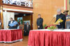 Click to enlarge Chief Justice of Meghalaya High Court, Smti. Meena Kumari administering the oath of office to the new Meghalaya Governor, Dr. K K Paul