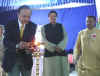 Vice Chancellor of Martin Luther Christian University, Dr G Kharkongor lighting the lamp to mark the inauguration of the Tagore Festival in Bangiya Sahitya Parishad, Shillong 