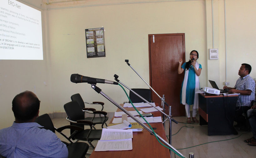 Click to enlarge EAC incharge Election, Florina Boro conducts training on ERO Net at Ampati