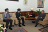The Meghalaya Governor His Excellency Shri R.S. Mooshahary meeting the Lt. Gen. Dalbir Singh, GOC-in-C, Eastern Comman and Lt. Gen. Ranbir Singh, DG Assam Rifles