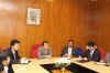 Click to enlarge Japan's Creative Co. Ltd., President Mr. Michihiro Kiyaman, Director Mr. Kikuo Sagawa and Minister for Urban Affairs, discussing on issues related to Solid Waste Management