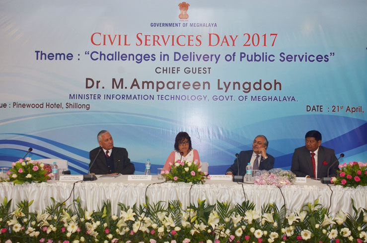 Click to enlarge Meghalaya Minister in charge, IT, IPR etc Dr. M.Ampareen Lyngdoh and senior officials during the Civil Services Day Celebration