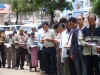 State Government employees taking part in reading of the pledge on the occasion of Anti Terrorism Day observed at the Main Sectt premises
