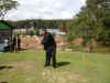 Meghalaya CM, Dr D D Lapang trying his hands on the game of golf during the inauguration of the Midway Hut and Playground at Golf Links, Shillong