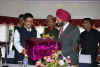 Meghalaya CM, Dr Donkupar Roy presenting a gift to His Excellency the Governor of Meghalaya, Dr S S Sidhu at a farewell meeting held in his honour by the State Government at Hotel Pinewood, Shillong