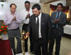 Click to enlarge Meghalaya PWD (R) Minister Mr. H. D. R. Lyngdoh lighting the lamp to mark the inauguration of CTPCM&QCA for contractors and young engineers