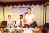 Click to enlarge Smti. P. K. Sangma, EAC while giving her speech during the Legal Literacy Classes at Shillong Commerce College